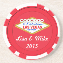 Married In Las Vegas Chip Coaster-Editable Text