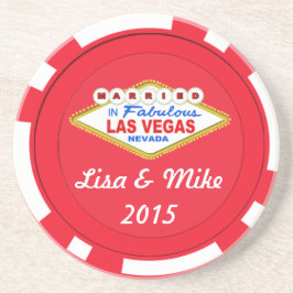 Married In Las Vegas Chip Coaster-Editable Text Underlägg Sandsten
