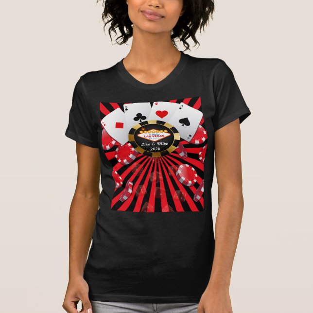 Married In Vegas Poker Chip T-Shirt (Framsida)