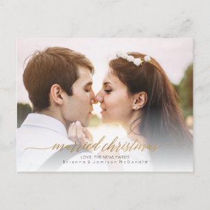 Married jul Newlyged Photo GULD Helg Vykort