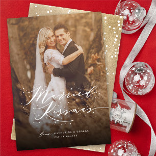 Married Kissmas Photo Helgdag Bröllop annons Julkort