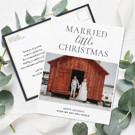 Married Little jul Blue Script Modern Photo Helg Vykort