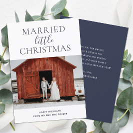 Married Little jul Blue Script Modern Photo Julkort