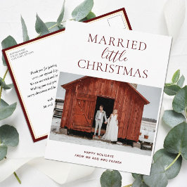 Married Little jul Red Script Modern Photo Helg Vykort