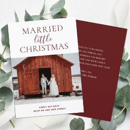 Married Little jul Red Script Modern Photo Julkort