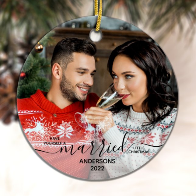 Married Little jul vår första Anpassningsbar 2 Pho Julgransprydnad Keramik (Skapare uppladdad)