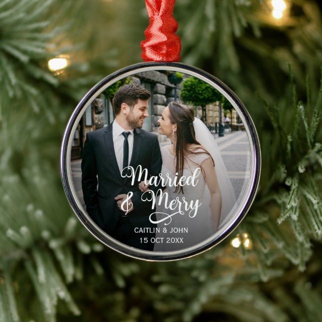 Married Merry Newlyweds 1:a julfotomunda Julgransprydnad Metall (Träd)