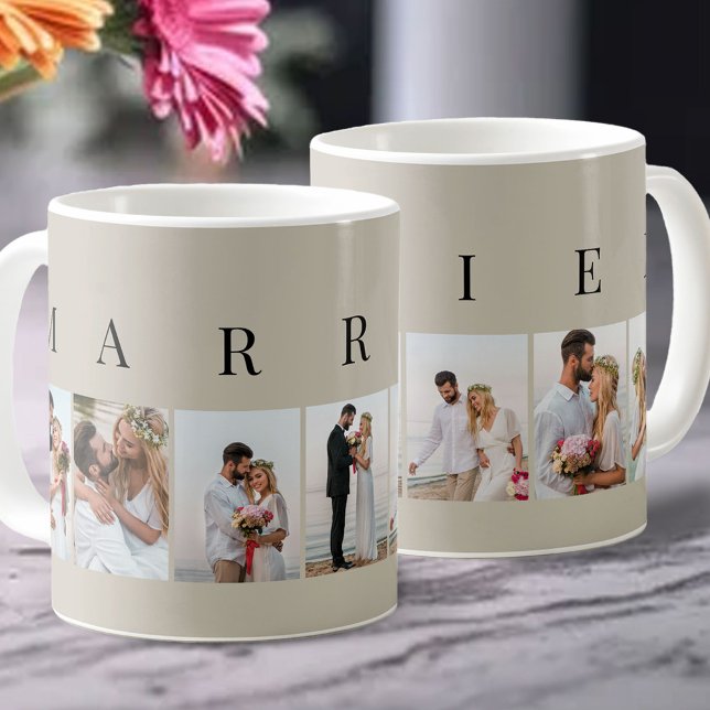 MARRIED Natural och Black 7 Bild Photo Collage Kaffemugg (Skapare uppladdad)