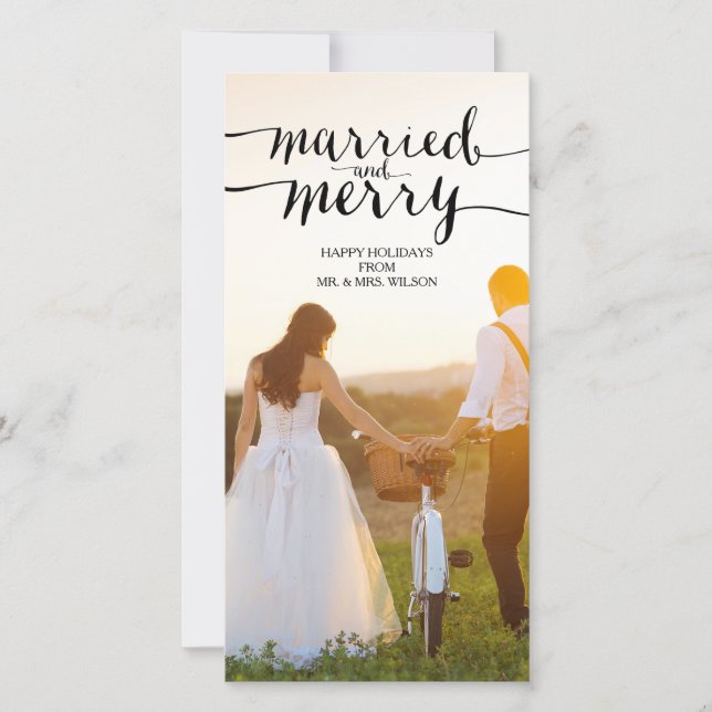 MARRIED OCH MERRY | HELGDAG PHOTO-KORT JULKORT (Framsida)