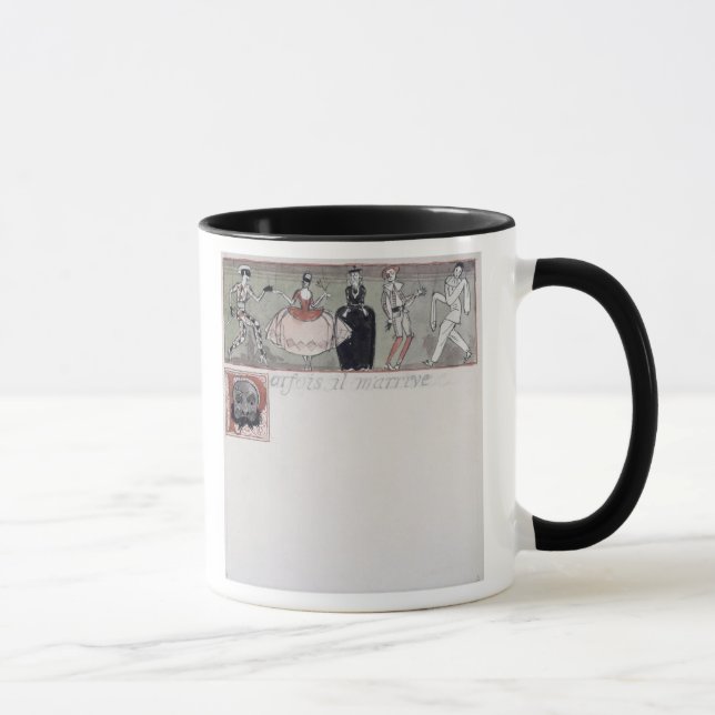 "M'arrive Parfois il" (bläck och w/c på papper) Mugg (Höger)