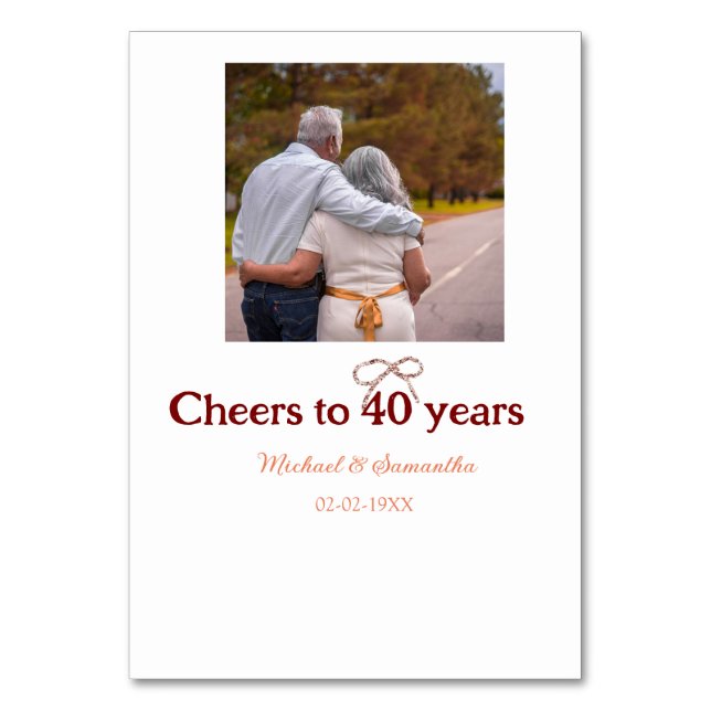 Marron-bojor till 40-årsdagen bröllop bordsnummer (Framsidan)