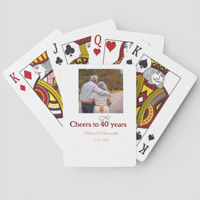 Marron-bojor till 40-årsdagen bröllop casinokort (Baksidan)