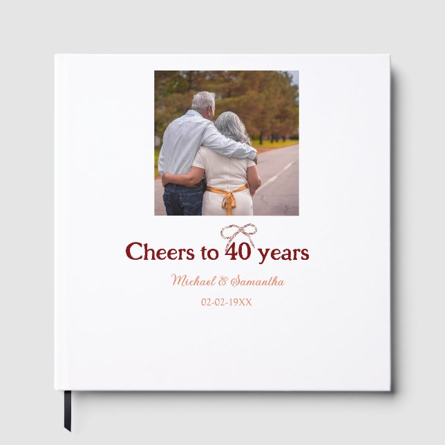 Marron-bojor till 40-årsdagen bröllop gästböcker (Framsida)