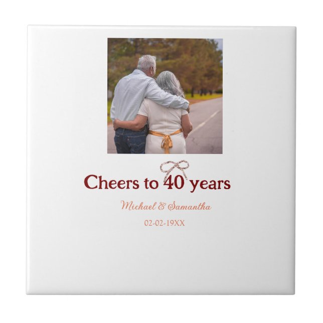 Marron-bojor till 40-årsdagen bröllop kakelplatta (Framsidan)