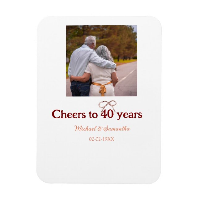 Marron-bojor till 40-årsdagen bröllop magnet (Vertikal)