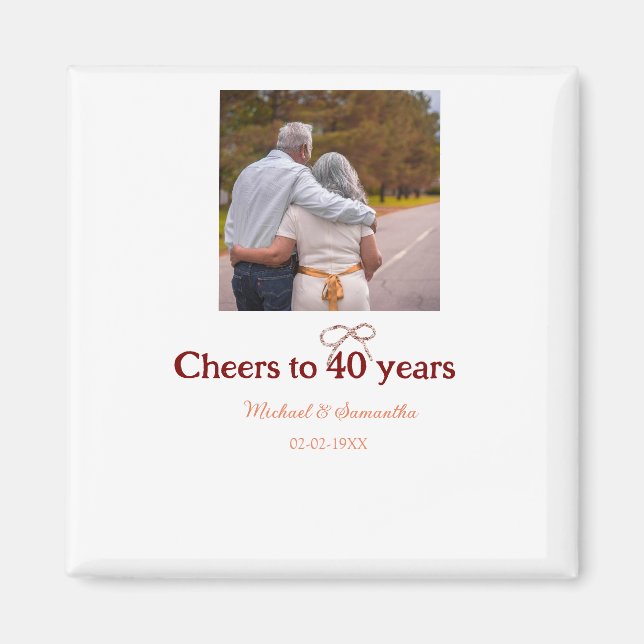 Marron-bojor till 40-årsdagen bröllop magnet (Framsidan)