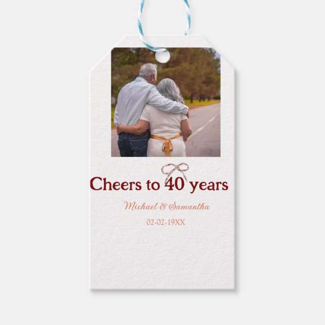 Marron-bojor till 40-årsdagen bröllop presentetikett (Framsidan)