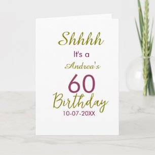 Marron gyllene shhhh 60-årsdag namn enkel fetstil kort