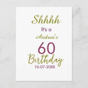Marron gyllene shhhh 60-årsdag namn enkel fetstil vykort