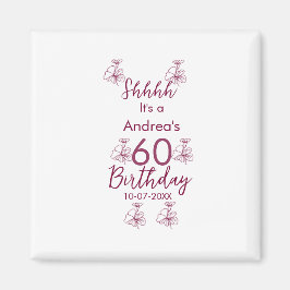 Marron white mauve shhh 60-årsdagen blommigt namn magnet