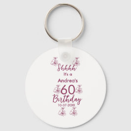 Marron white mauve shhh 60-årsdagen blommigt namn nyckelring