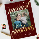 Marroon merest christmas calligraphy one-foto<br><div class="desc">💌 kärlek och sprid munterhet till helgdag med mitt omtänksamt utformade hälsningskort. Det här kortet är en arbetsyta för din helgdag till vänner, familj och högskolor. Jag lade till de fängslande designerna och det här definierade hela min samling helgdag. Jag hoppas att ni kärlek får kort och samlingar lika mycket...</div>