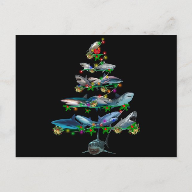Marry Chrismas shark Helg Vykort (Framsida)