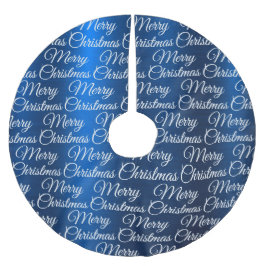 Marry Christmas White Snowflakes Navy Blue Julgransmatta Borstad Polyester