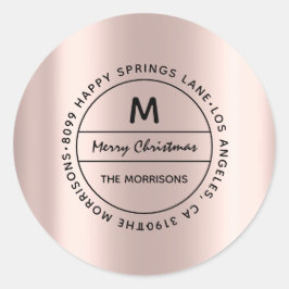 Marry jul Family Adress OSA Monogram Ro Runt Klistermärke