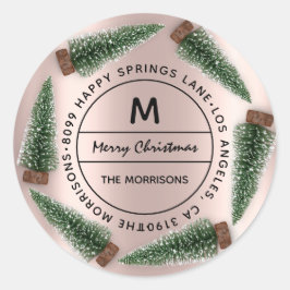 Marry jul Family Adress OSA Monogram Ro Runt Klistermärke