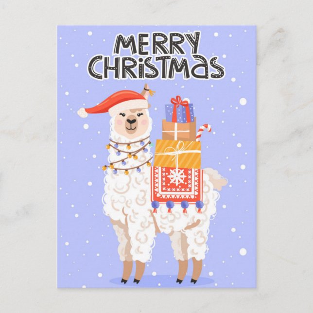 Marry jul Llama Vykort (Framsida)