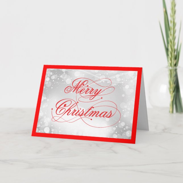 Marry Jul Red Text Design Vitbok Helgkort (Framsida)