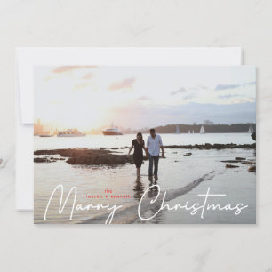 Marry jul White, modernt handskrivet foto Julkort