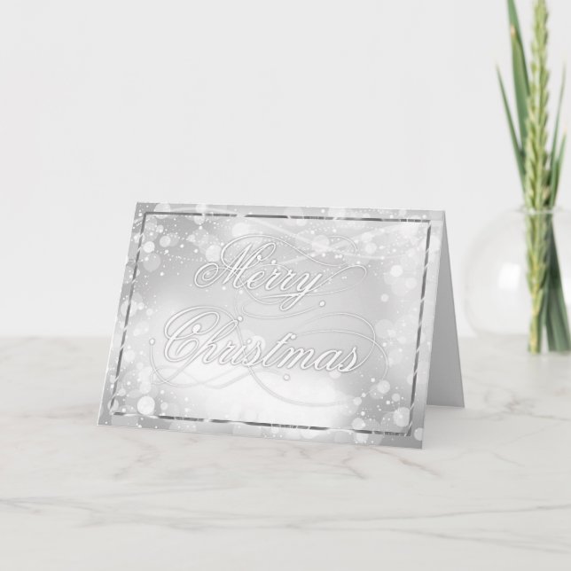 Marry Jul White Text och Bokeh Background Helgkort (Framsida)