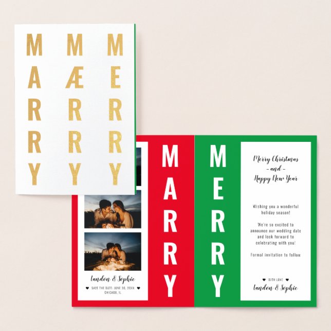 "MARRY MAERRY MERRY" Jul Spara datumfoto Folierat Kort (Display)