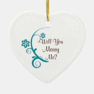 Marry Me Aqua Flower Förlovning Ornament