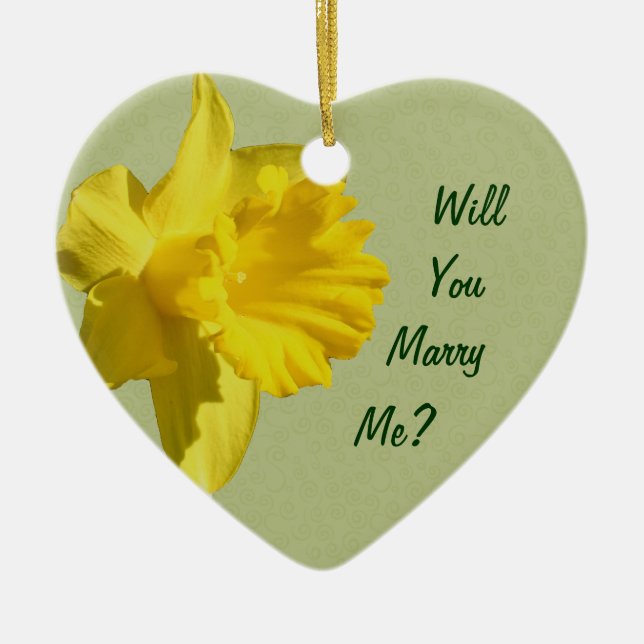 Marry Me Gult Daffodil Förlovning Ornament (Framsidan)