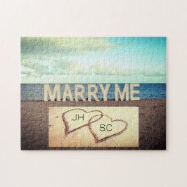 Marry Me Heart Initialer Beach Giftermål Frieri Pussel