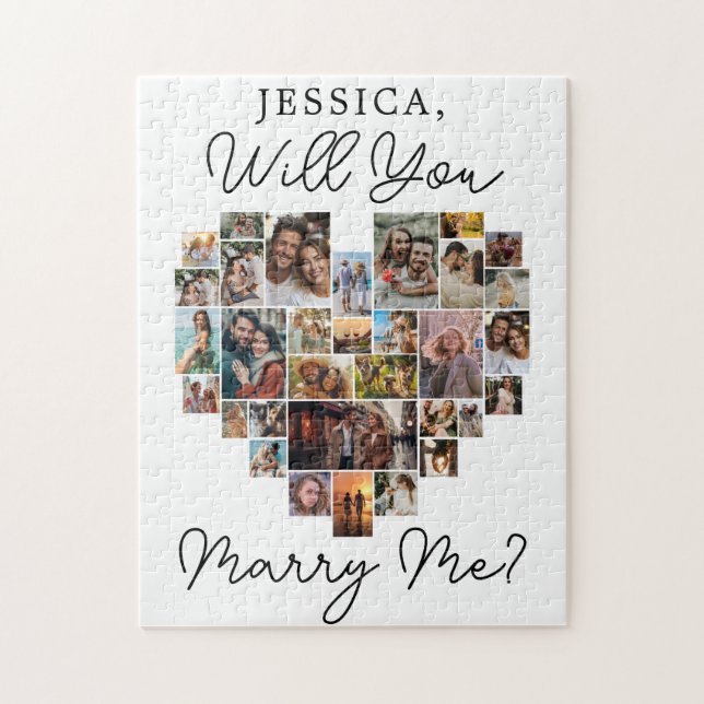 Marry Me Heart par Photo Collage Modern Script Pussel (Vertikal)