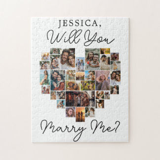 Marry Me Heart par Photo Collage Modern Script Pussel