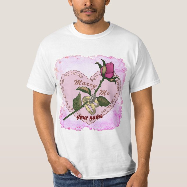Marry Me Ringar Ro bröllop t-shirt (Framsida)