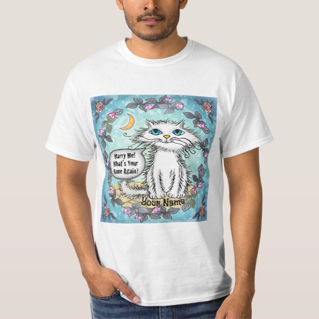 Marry Me Scraggles Cat T Shirt (Framsida)