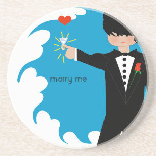 Marry Me Tuxedo Big Diamond Damask Kant Underläggs Underlägg Sandsten