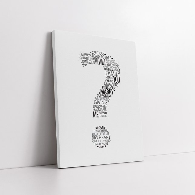 Marry Me Typography Canvastryck (Skapare uppladdad)