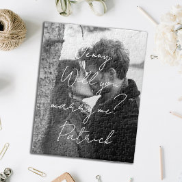 Marry mig Black and White Lodrät Puzzle Pussel