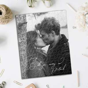 Marry mig Black and White Photo Puzzle Pussel