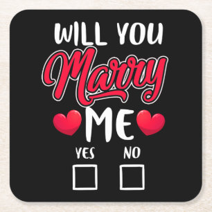 Marry mig Frieri - Valentines day Underlägg Papper Kvadrat