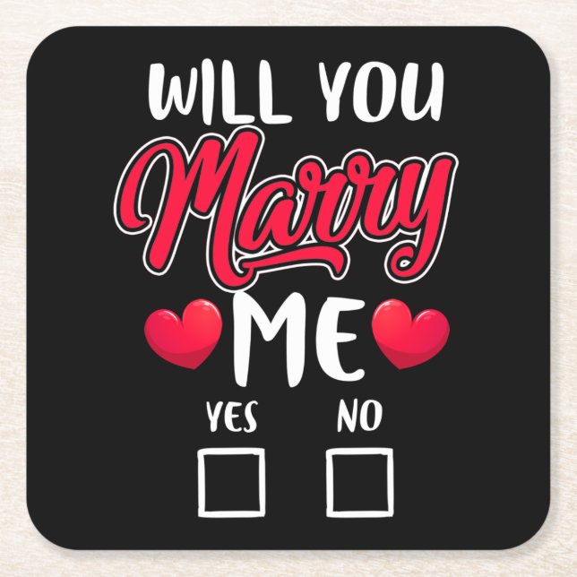 Marry mig Frieri - Valentines day Underlägg Papper Kvadrat (Framsidan)