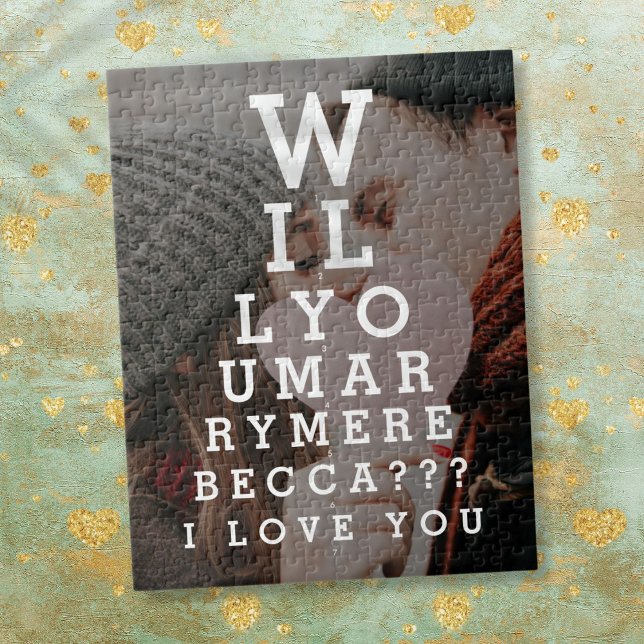 Marry mig Giftermål Photo Optician-diagram Pussel (Will You Marry Me Marriage Photo Optician Chart Jigsaw Puzzle)