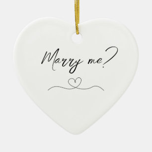 Marry mig? Hjärtprydnad Julgransprydnad Keramik